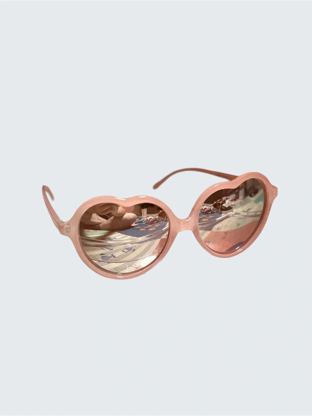 Heart-Shaped Pink Mirrored Sunglasses